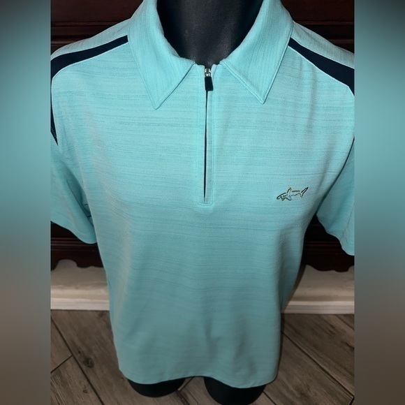 Men’s Pre Own As Is size S Small Greg Normal Play Dry Golf Polo Zip turquoise - Picture 1 of 4